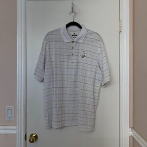 Putterboy Performance Men's White Checker Stripe Golf Polo Shirt, Size XL